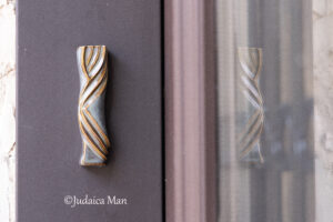 Ceramic mezuzah case "Kalah- Bride" blue brown color