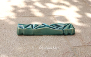 Ceramic mezuzah "Diamond" Blue glass color